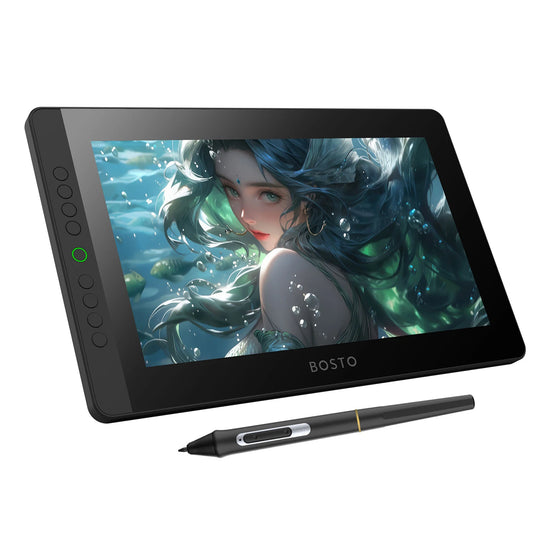 BOSTO BT-13HDK Portable Graphics Drawing Tablet 13.3 Inch H-IPS LED Screen Display Digital Art Drawing Pad 16K Pressure Level