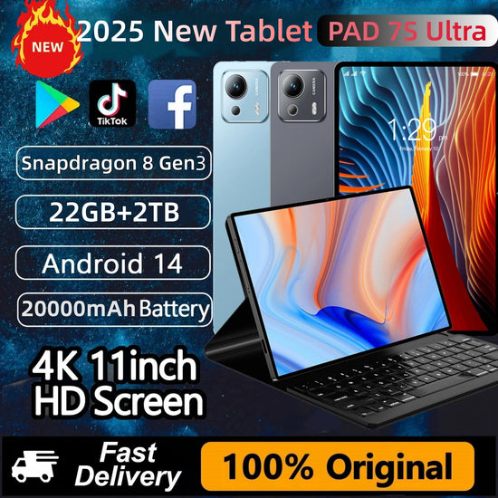 2025 NEW Global Version Original PAD 7S Ultra Tablet 22GB+2T 11inch HD 4K Android 14 20000mAh 5G Dual SIM WiFi GPS Tablet