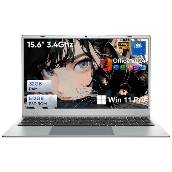 Laptop Computer 15.6 inch FHD intel Pentium Gold 6500Y up to 3.4GHz 32GB RAM 512GB SSD WiFi5,USB-C Business and Student Laptops