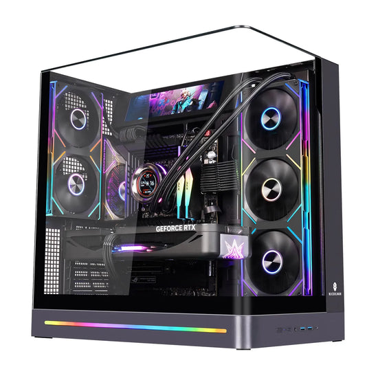WJCOOLMAN WENJIE PLUS Sub-panel version all-in-one curved glass sea-view computer case 9.16-inch sub-panel ARGB lighting strip