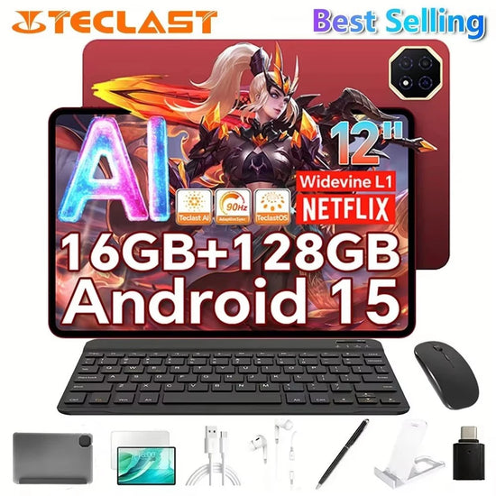 Teclast T60 AI Tablet (Allwinner A733 8-core 1.8GHz/6GB RAM/128GB ROM/1200*2000iPS TDDI/WIFI/8000mAh/Type-C/13MP+5MP Android15)